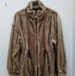 Zara TWO-TONED FAUX FUR PARKA Size XS